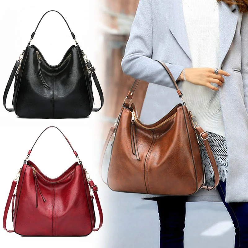 

Simple Fashion Women's Purse Leather Handbag Lady Shoulder Bag Cowhide Tote for Designer Crossbody Boston Bolsos Mujer OH66