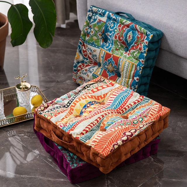 Cuscino da pavimento quadrato Vintage in velluto Tatami divano stampa  spessa cuscino da meditazione Yoga su sedia Pouf cuscino del sedile con  manico - AliExpress