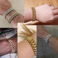 Bracelet de style chaîne de montre de 15 mm de large pour homme, bracelet de luxe imperméable en acier inoxydable couleur or, bijoux masculins en gros 5
