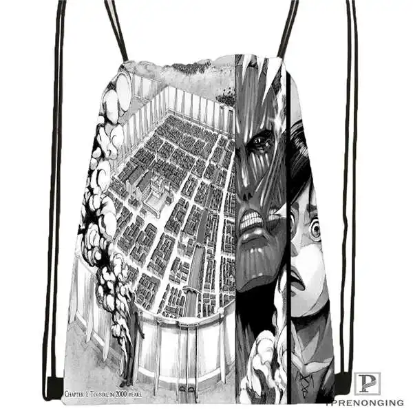 На заказ attack_on_titan_bowser_Drawstring рюкзак сумка милый рюкзак для детей(черная спинка) 31x40 см#180611-03-129