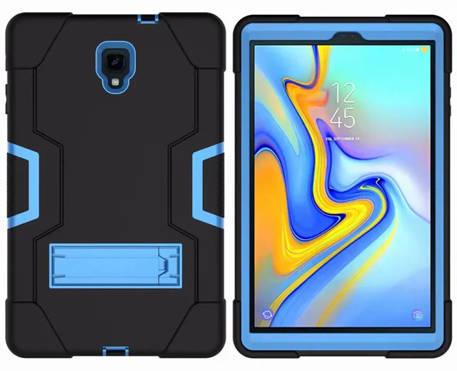 Сверхмощный чехол-подставка для Samsung Galaxy Tab A A2 10,5 SM-T590 T595 T597 10," планшет Funda Capa Чехол+ пленка для экрана+ ручка - Цвет: black blue