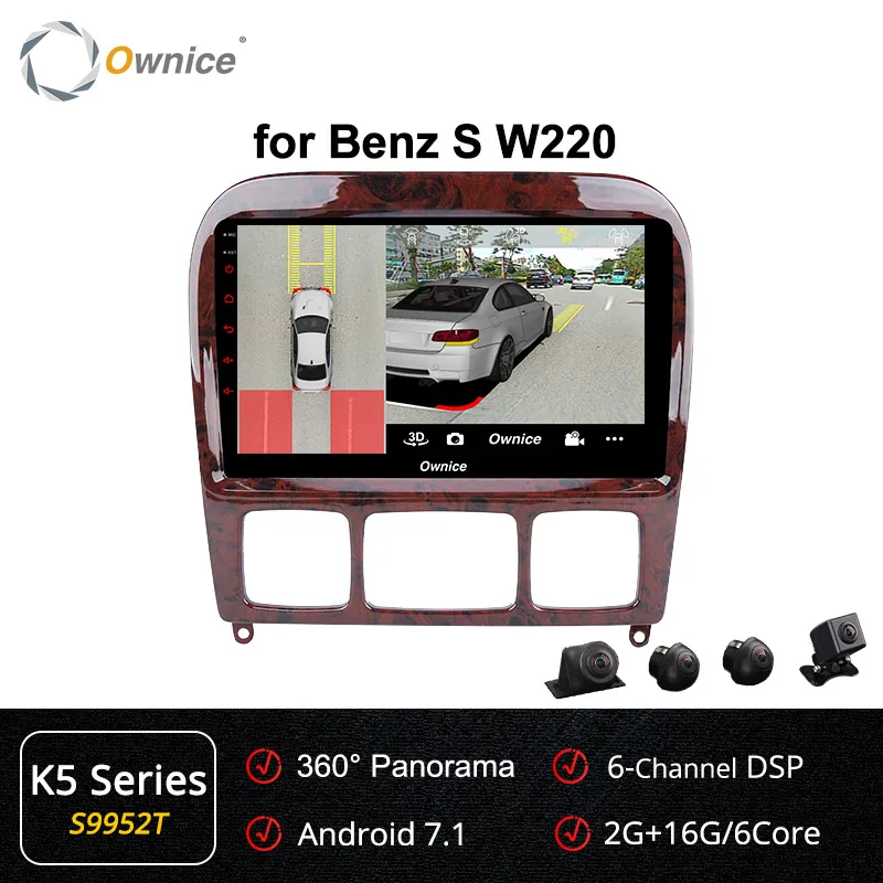 Ownice k3 k5 k6 Android 9,0 автомобильный проигрыватель dvd Automotivo радио gps 2 din для Mercedes Benz/S320/S350/W220/W215/CL600 4G DSP оптический - Цвет: S9952 K5