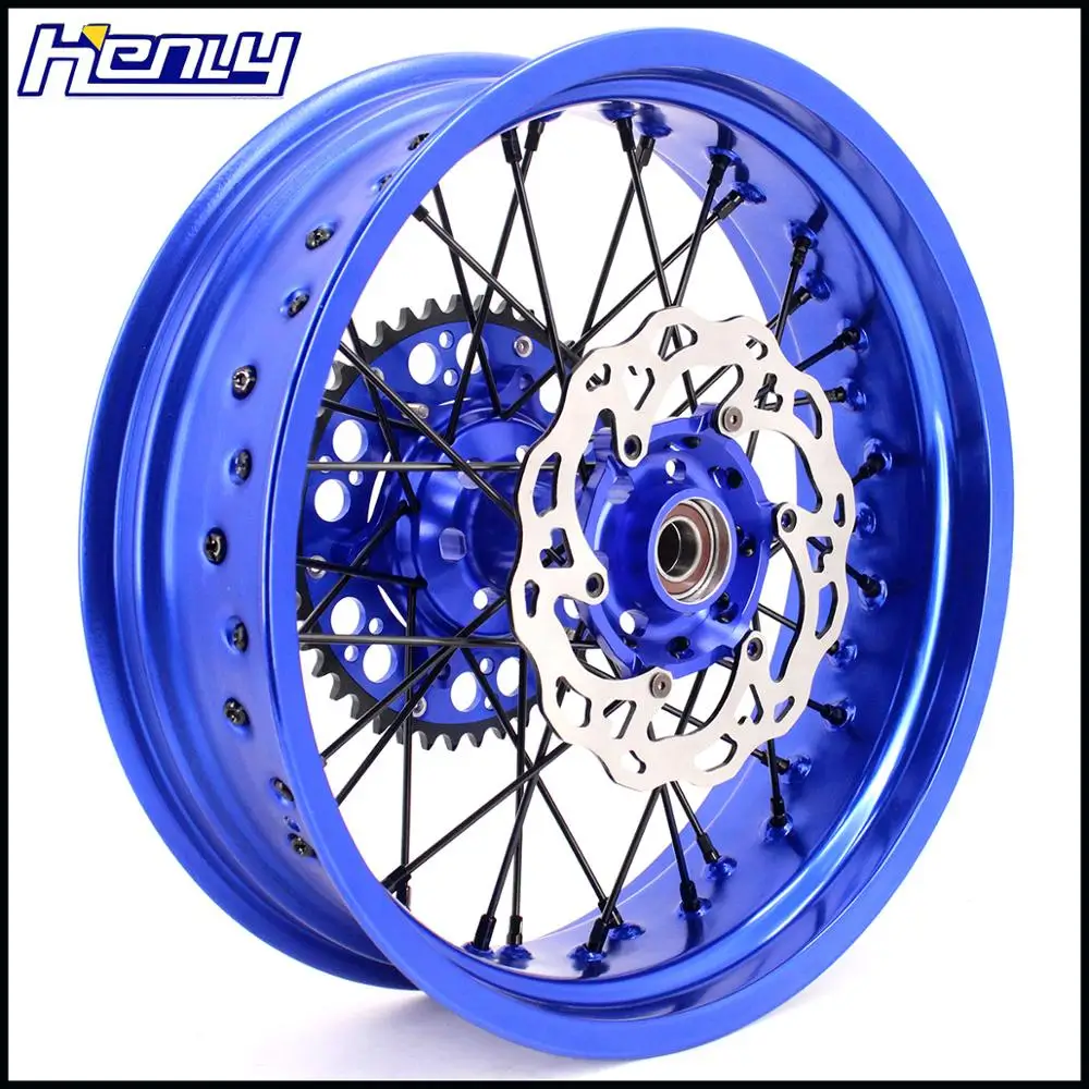 3,5/4,25 SUPERMOTO диски набор для KTM SX SXF XCW XCF EXC EXCF 125-530 03-20 синие диски черная накладка на соски спицы диски