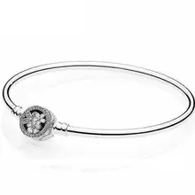 Authentic 925 Sterling Silver Poetic Blooms Clasp Snake Chain Pan Bracelet Bangle Fit Women Bead Charm Diy Europe Jewelry