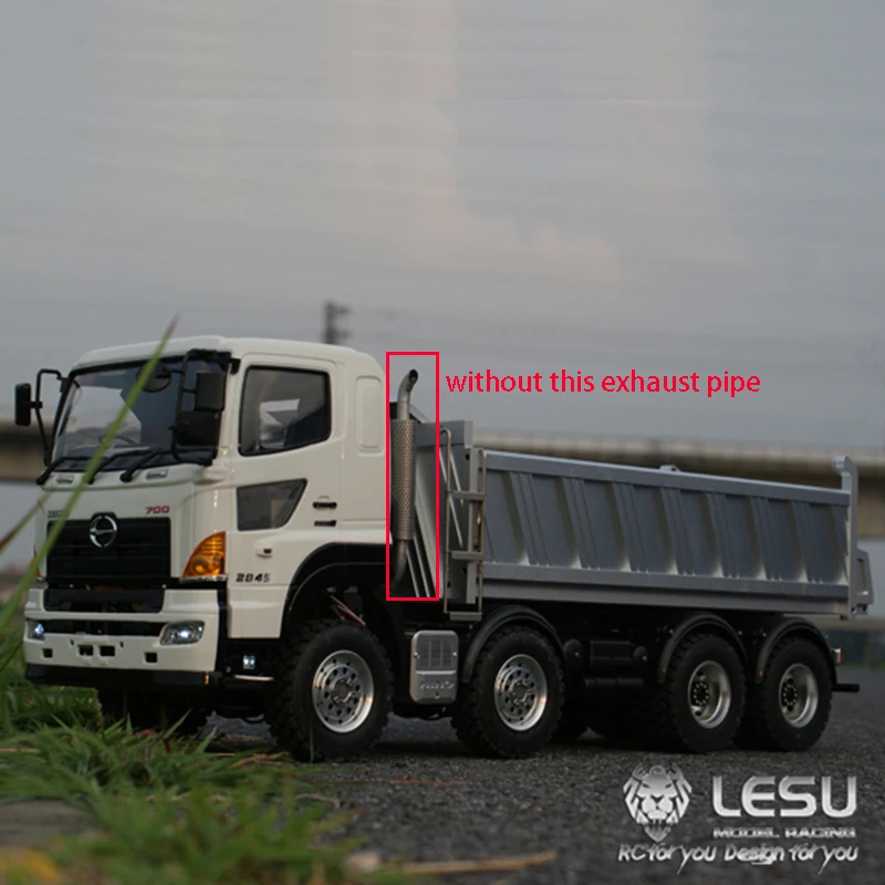 LESU 1/14 RC Hino700 8x8 металлический корпус гидравлический самосвал замок