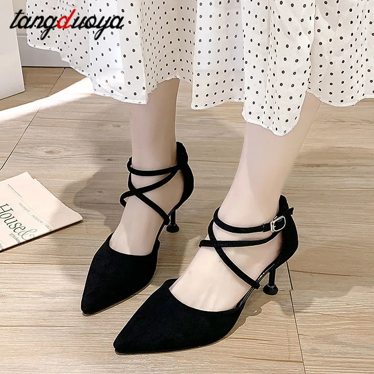 

Sexy high heel women shoes ankle strap high heels stiletto pointed heels ladies party wedding shoes high heels calzado mujer