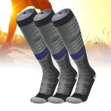 3 пары, Эластичные Спортивные Компрессионные гольфы для бега из полиэстера, Нескользящие высокие чулки, облегчающие боль при полете на открытом воздухе, для фитнеса