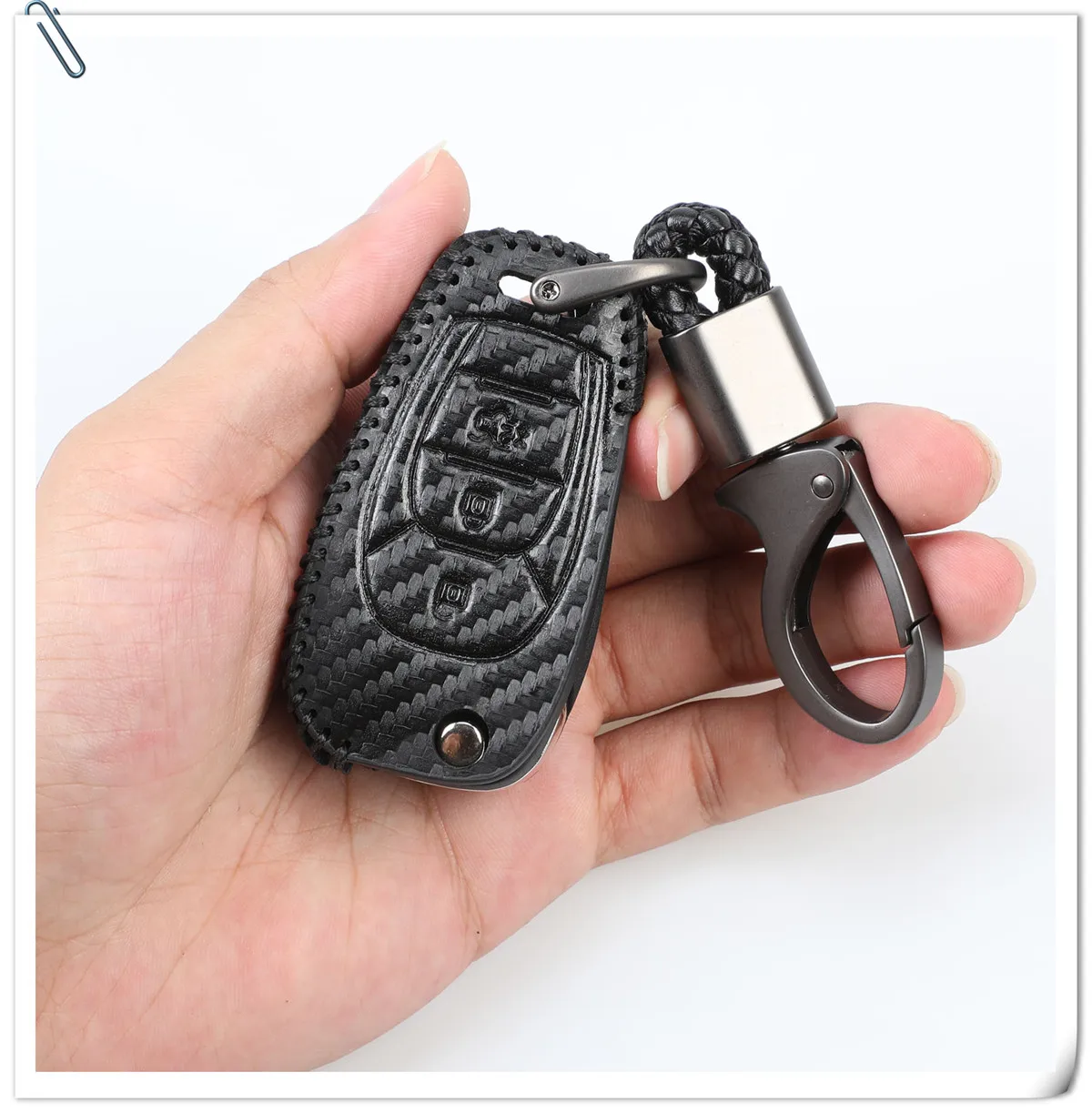Keyforkess per Chevrolet Chevy Cruze 2016 2017 Malibu Aveo Captiva 3 pulsanti flip Remote Protect Set custodia in pelle per auto - H4a9e5fe539874a918f63de06ed7da972B