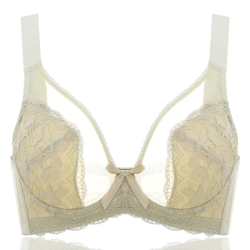 

Women's Non Padded Underwire Full Coverage Sheer Lace Supportive Minimizer Bra 34 36 38 40 B C D E