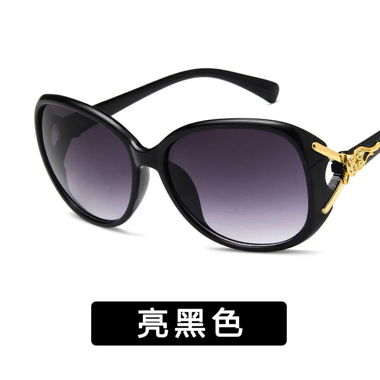 Винтажные женские солнцезащитные очки с градиентной оправой, ретро металлическое украшение, Оттенки для женщин, элегантные солнцезащитные очки, Zonnebril Dames - Цвет линз: black