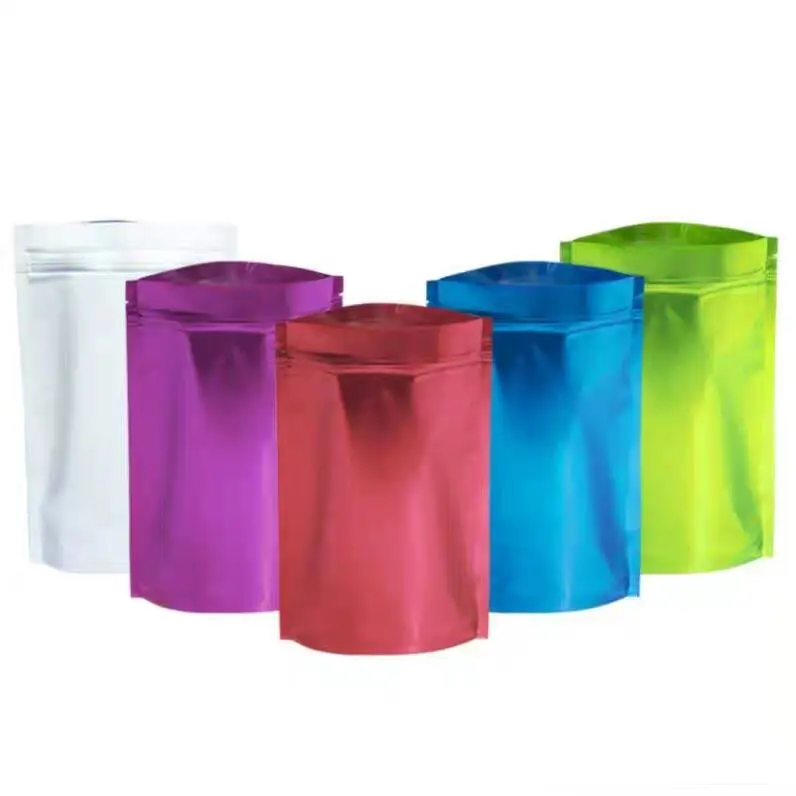

100PCS 0.16mm Color Aluminum Foil Self-sealing Standing Bag Aluminum-plated Metal Tea Food Sealed Packaging Bag