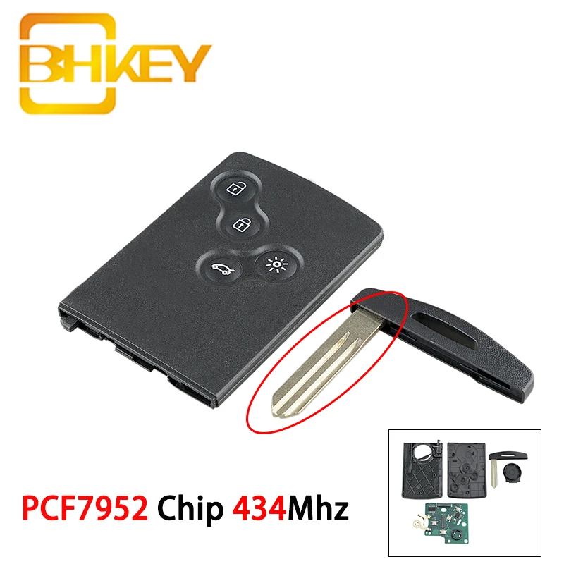 BHKEY FOR RENAULT KEY PCF7952 CHIP SMART CAR KEY FOR RENAULT MEGANE III FLUENCE LAGUNAIII SCENIC CLIO CAPTUR 433MHZ FSK
