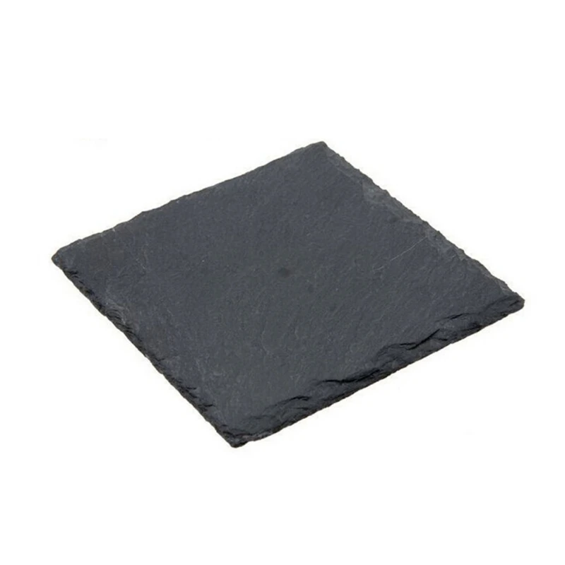 Natural Black Square Stone Slate Dishes Coaster Solid Sushi Steak Barbecue Plate Cheese Pizza Dessert Cake Fruit Dish Tray dining dish
