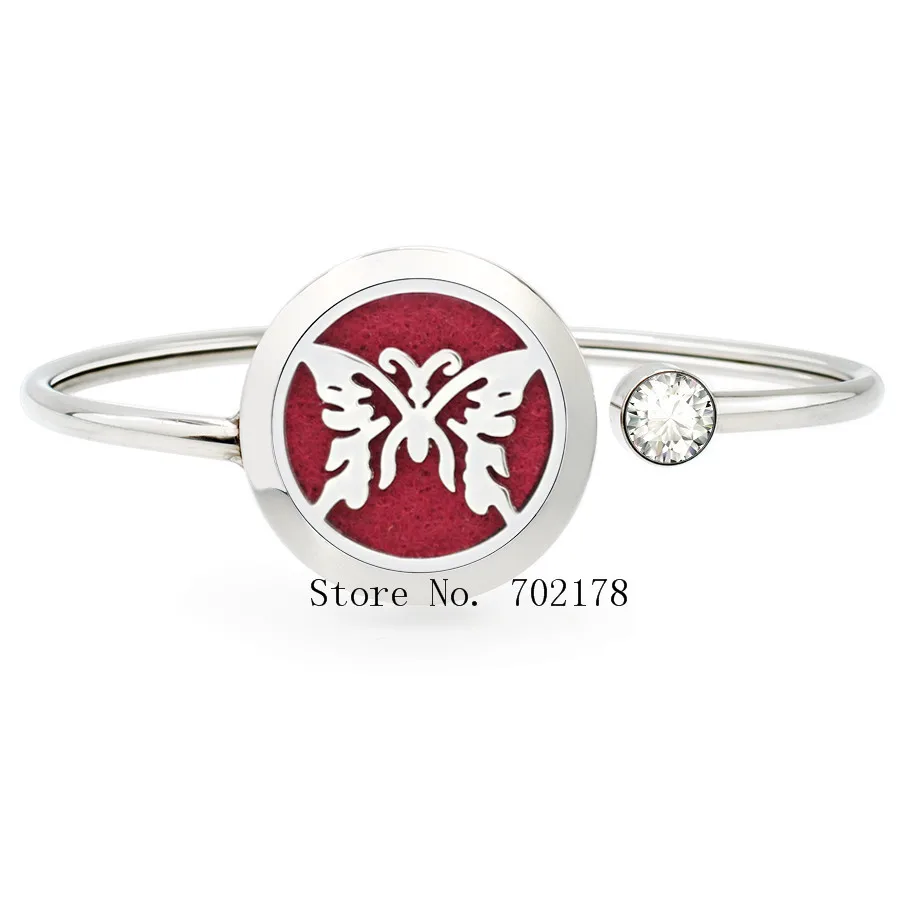 Lotus flower 25mm Stainless Steel Twist Aromatherapy locket Bracelet Bangle essential oil perfume locket bracelet Jewelry - Окраска металла: 044