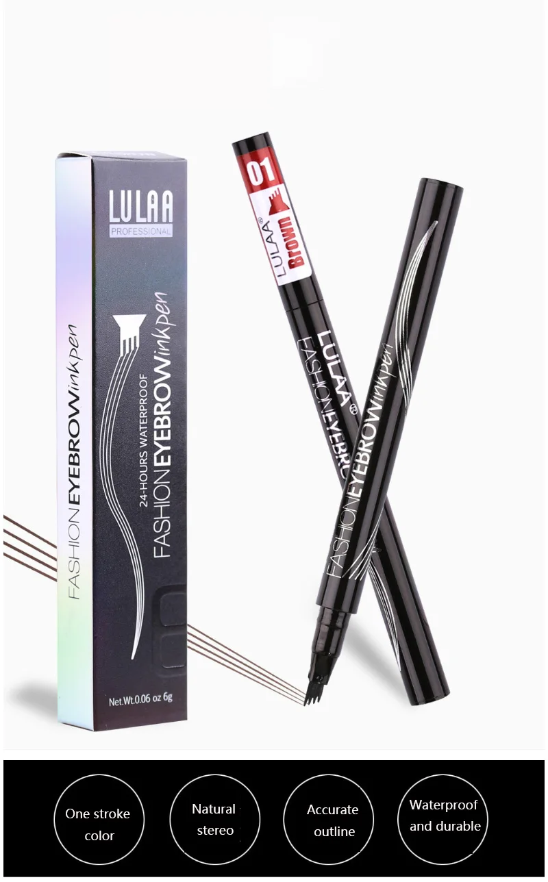 6 Color Microblading Eyebrow Pencil Waterproof Fork Tip Tattoo Pen Tinted Fine Sketch Eye Brow Pencils Long Lasting Eyebrows