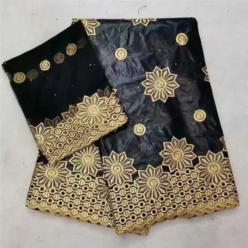 Новое поступление африканская Базен riche ткань с бисером шнур кружевная ткань морская парча ткань для свадьбы KY092512