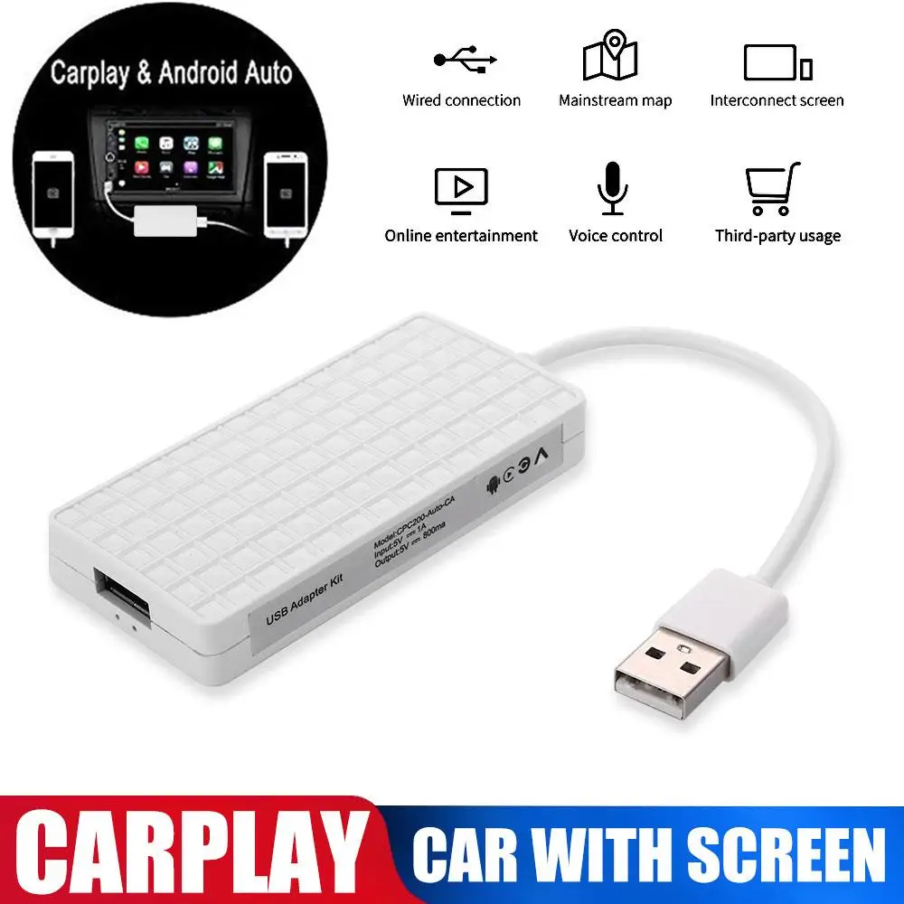 Smart Carlink USB Cable Dongle Link ISO Carplay Android Auto Adapter Supports Navigation Player GPS Car Monitors
