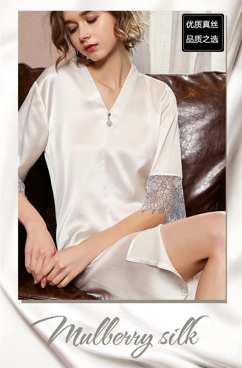 Короткий рукав свежее кружево цветочный шелк тутового шелка Женское ночное платье Ночное белье сексуальные элегантные шелковистые женские ночные рубашки «Принцесса» S5620