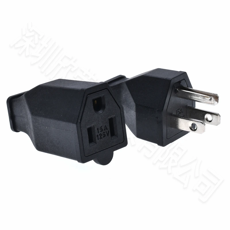 Black Copper American 3 Pins Power Plug Elcectrical AC 125V 15A US Power Cord Detachable Industrial Plug Socket