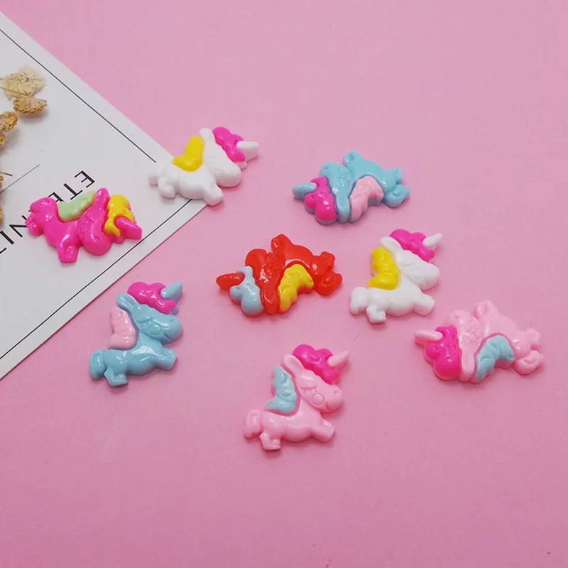 

50Pcs Kawaii Cartoon Unicorn Flat Back Resin Cabochon For Phone DIY Decoration Craft Scrapbooking Accessories