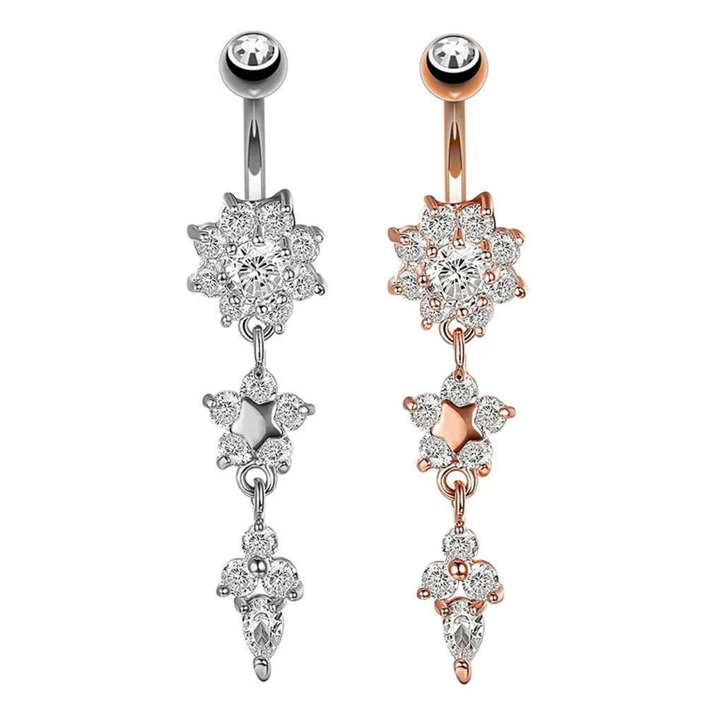 1pc silver Belly Button Rings 8 Styles Surgical Steel Navel Piercing Opal Dangled 14g Woman Body Jewelry Barbell Drop Ombligo - Окраска металла: 2150