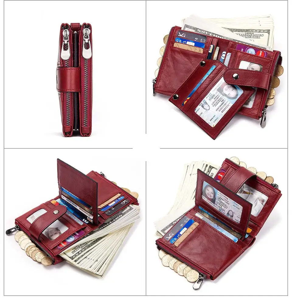 Free Engraving Short Genuine Leather Men Wallet Coin Male Purse Small Real Card Holder Chain PORTFOLIO Portomonee Hasp
