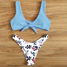

New Women's Bra Suit Bikini Swimsuit Solid Color Printing Women's Sexy Backless Hot Spring Beach Women's Swimsuit Split Bikini