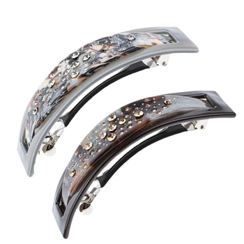 

2Pcs Women Ladies Large Barrette Vintage French Acetate Barrettes 9.5 x 2.5cm