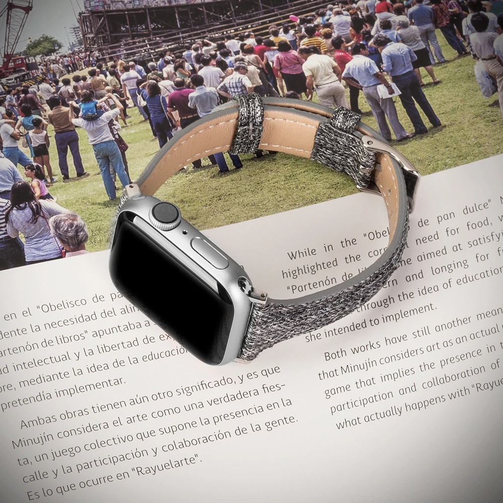 Плетеная холщовая ткань ремешок для Apple Watch 38 мм 40 мм 42 мм 44 мм Замена тканевая повязка спортивный ремешок для iWatch серии 5 4 3 2 1