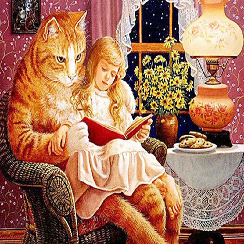 

Full Drill Round 5D DIY Diamond Painting Animal Diamond Mosaic Embroidered Cute Cat Pattern Hobbies Crafts Home Decoration Gift