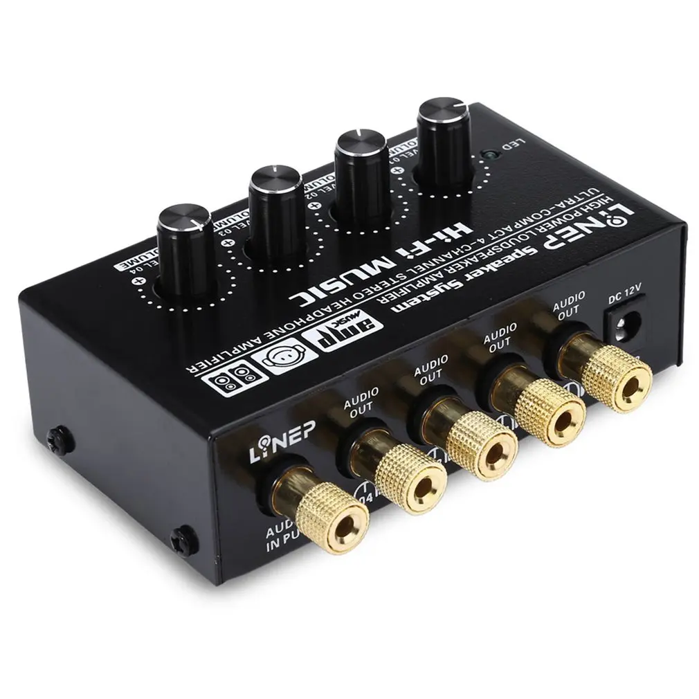 Professional 1 Input And 4 Output Signal Amplifier Distributor Comparator With Headphone Monitor Signal Amplifier