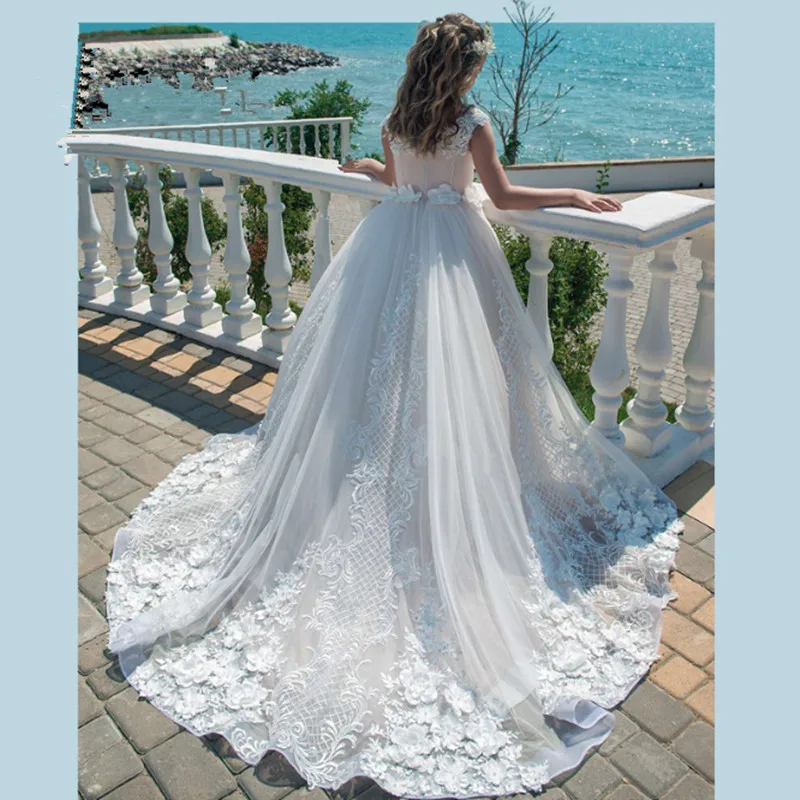 

Elegant Ball Gown Flower Girl Dresses Appliques Sleeveless Kids Princess For Weddings First Communion Dresses Pageant Gowns