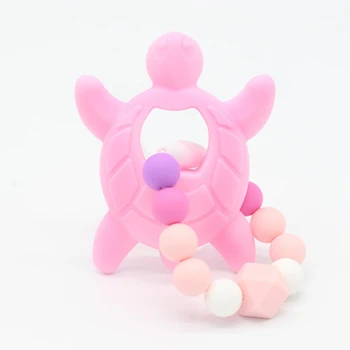 

1pc Silicone Baby Teether Turtle Silicone Beads Bracelet Pendant BPA Free Baby Teething Nursing Toy Pacifier Chain Gift