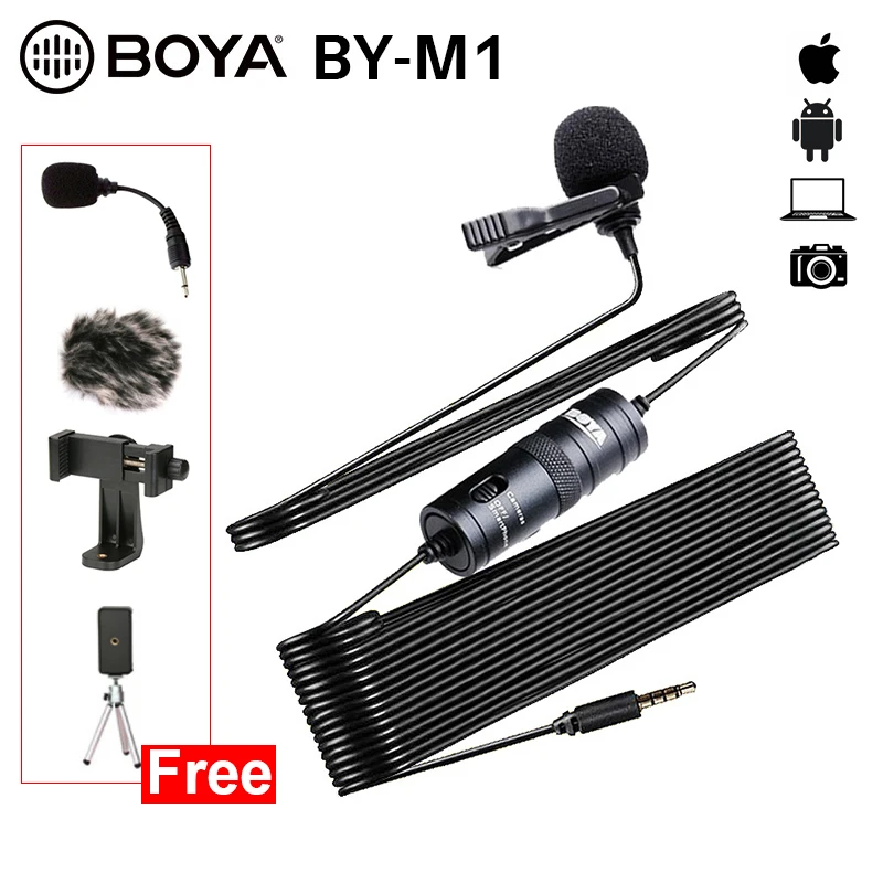 BOYA Lavalier Omnidirectional Condenser Microphone for Canon Nikon Sony,for iPhone 6s Plus DSLR Camcorder Audio Recorders BY-M1
BOYA Lavalier Omnidirectional Condenser Microphone for Canon Nikon Sony,for iPhone 6s Plus DSLR Camcorder Audio Recorders BY-M1