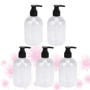 

5 Pcs 350ml Useful Shower Gel Bottles Containers Toiletry Bottles Refillable Shampoo Container Liquid Bottle for Home Bathroom (
