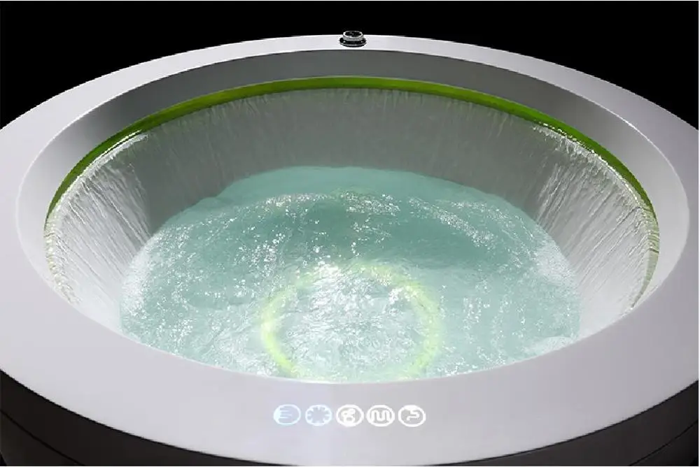 1550mm Round Surfing Fiberglass Seamless Joint whirlpool Intelligent Bathtub Acrylic Hydromassage Waterfall Tub W001