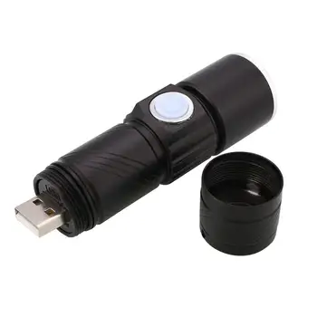 

Mabor Torch 4W ZOOM LED Flashlight Rechargeable 120LM USB Lights Mini Black Penlight
