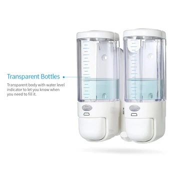 

280ml Double Manual Soap Dispensers Wall-mounted Shampoo Box Washroom Toilet Shampoo Shower Gel Liquid Soap Dispensers Holder