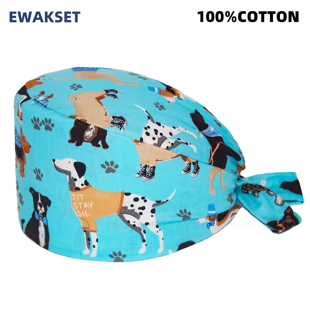 Unisex Soft Scrub Cap Cartoon Printing Scrubs Hat for women surgicals hat women's and men operating room hat Nursing accessories 2