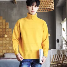 Мужской свитер с высоким воротом, студенческий свитер, новинка, осенне-зимний Корейский стиль, свободный мужской вязаный Топ, красивый тренд для мальчика-подростка M48