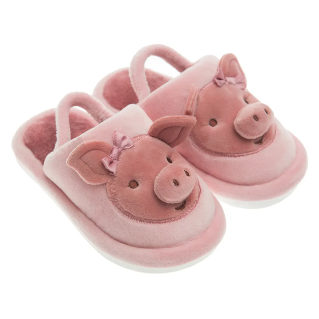 Для малышей, новорожденных, маленьких с изображением мультипликационной свинки, теплые нескользящие носки-тапочки домашние тапочки обувь