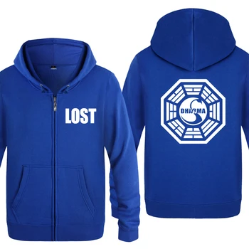 

Dharma Initiative Swan Logo Lost Hoodies Men 2018 Men's Fleece Zipper Cardigans Hooded Sweatshirts
