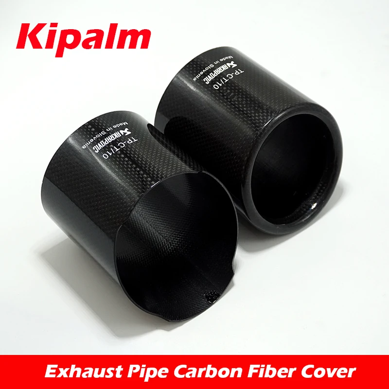 

1PC Car Universal Exhaust Pipe Carbon Fiber Cover Exhaust Muffler Pipe Tip case AK Exhaust Tip housing AK Logo