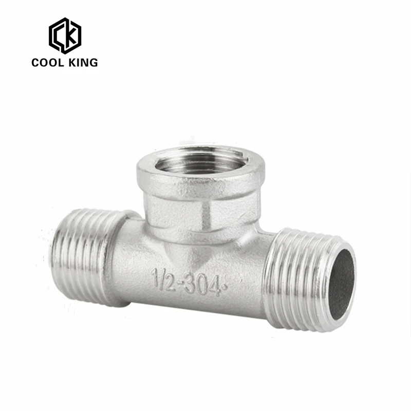 Hose Pipe Fitting Pipe Fitting Tee Adapter Water Pipe Fitting BSP Male+Female+Male Threaded 3 Way Tee T Pipe Fitting 1/4" 3/8&rdquo; 1/2" 3/4" 1" 2" Threaded SS304 Stainless Steel Multifunction