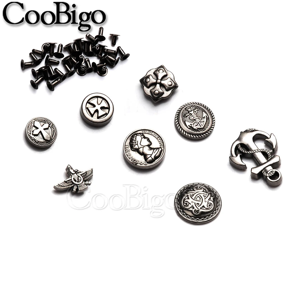 10sets Pewter Punk Studs Rivet Spikes Rock Garment Shoe Bag Pets Collar DIY Leather Craft Parts for metal rivets,metal studs,leather rivets