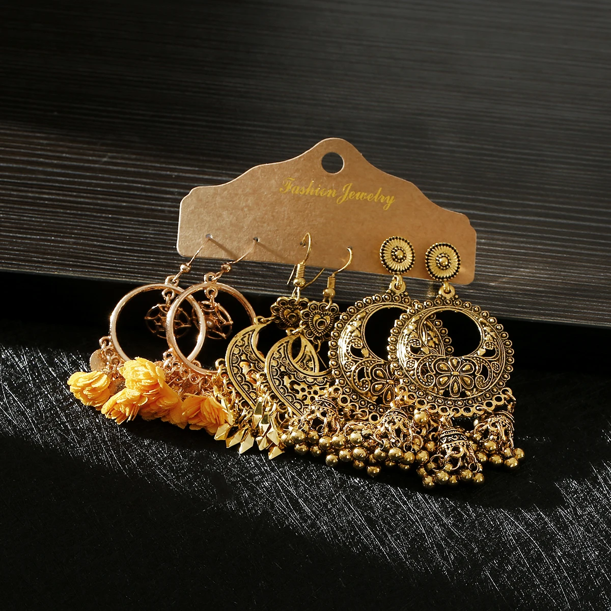 Vintage Ethnic Tassel Earrings Set For Women Bohemian Multilayer Geometric Drop