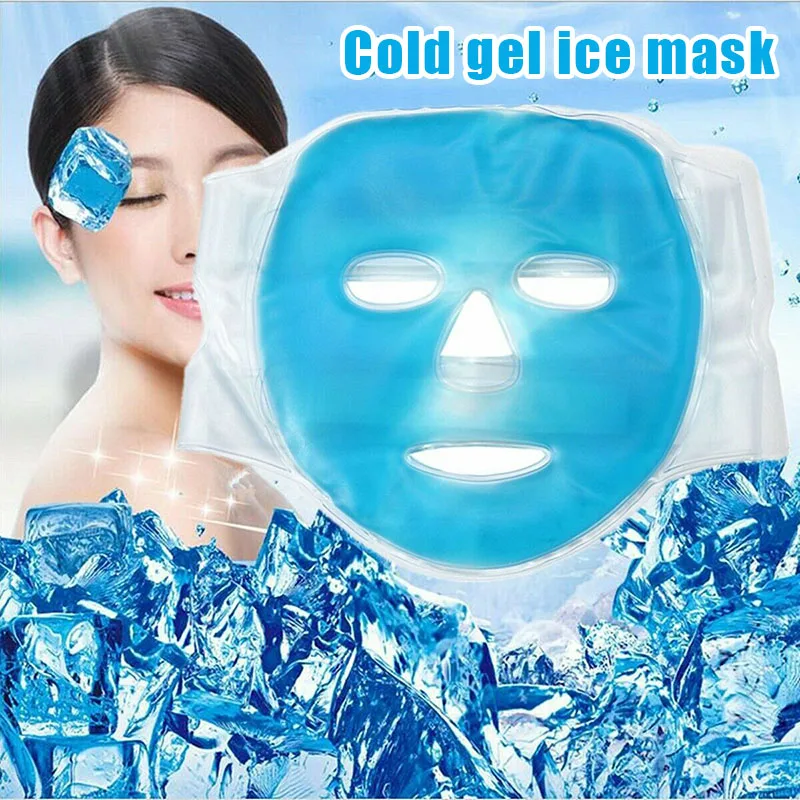 Best Cold Gel Face Mask Ice Compress Blue Full Face Cooling Mask Fatigue Relief Relaxation Pad With Cold Pack Faicial photo