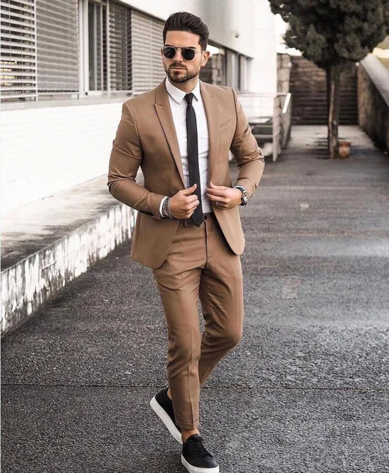 Elegant Cheap Khaki Men Suit Blazers For Party Prom Pieces Jacket Pants Groom Suits Notched Lapel Mens Tuxedos - Tailor-made Suits - AliExpress