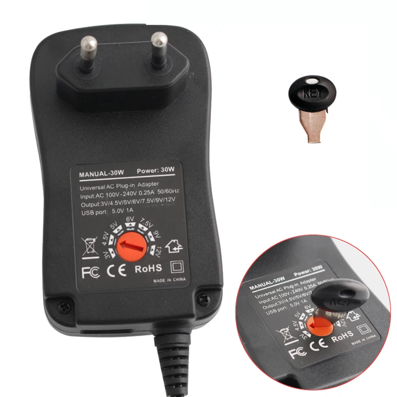 Adjustable Power Adapter 3V 4.5V 5V 6V 7.5V 9V 12V 2A 2.5A Universal Switching Power Supply AC DC Adapter For Led Strip Lamp 30W