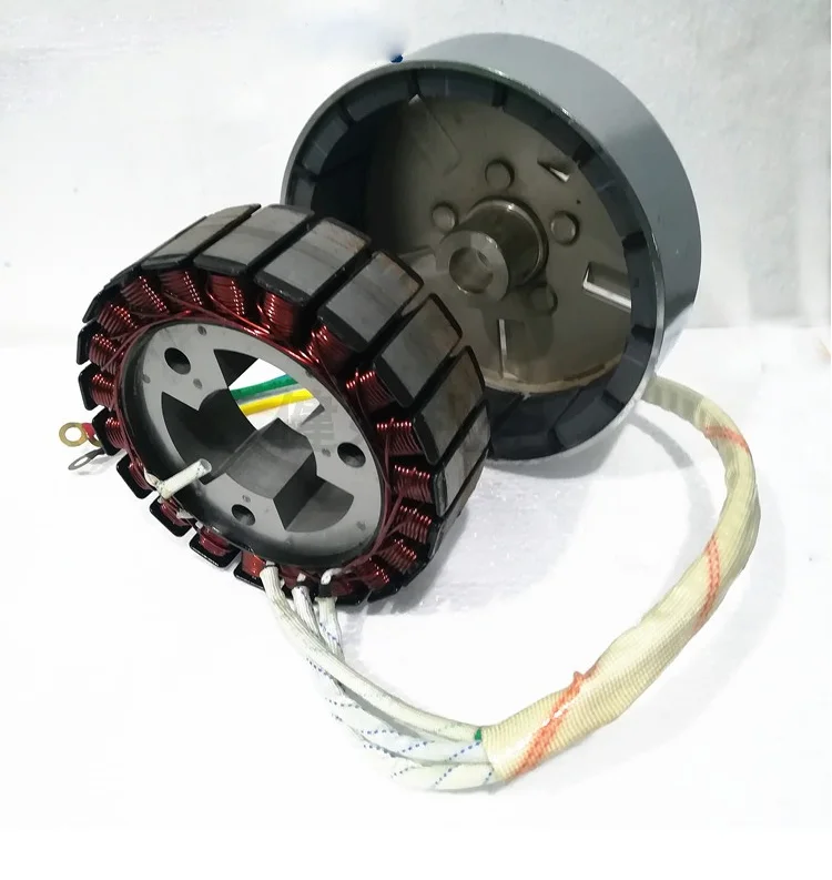 Electric vehicle range extender permanent magnet generator 21-pole pure copper stator, rotor, 3-5KW, 48V60V72V